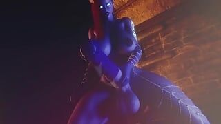 Succubus with huge cock jerking off and cumming