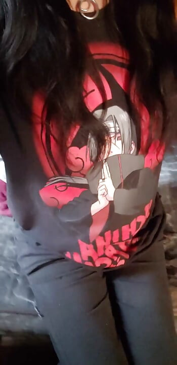 Yumiko Trans Wearing Her Favorite Itachi Anime Shirt