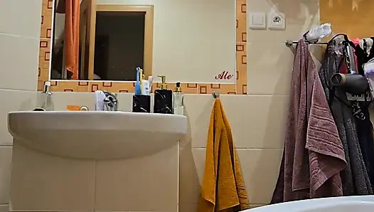 Cute BBW Wife with Big Soft Natural Tits and Big Ass Takes a Shower