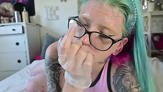 Girlfriend's Gloved Body Sniffing