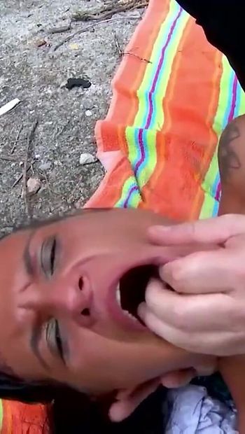 Wild outdoor anal fucking with badass chick and cop's huge dick