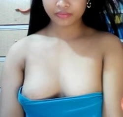 asian touch her big tits