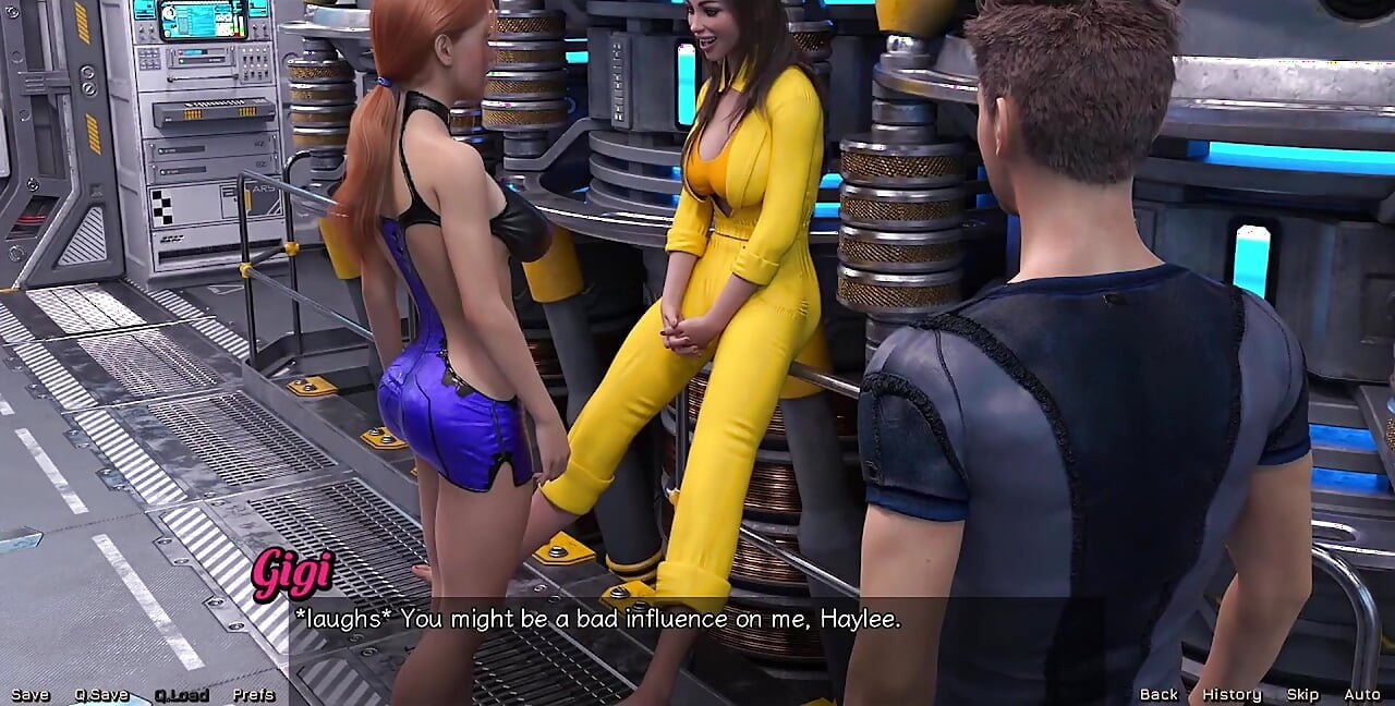 Stranded in Space - pequena morena e cabeça vermelha peituda quer um trio anal