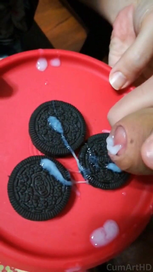 Got milk? Oreos and cum - Cum on food 1 | Clip 1