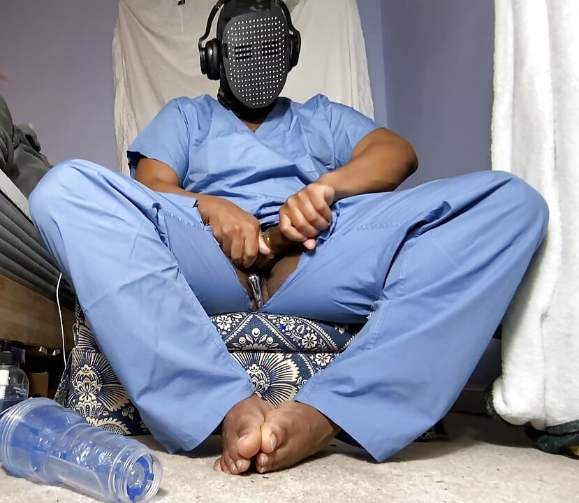 Nurse Jerking Out Moaning Cumshot In Scrubs With Fleshlight