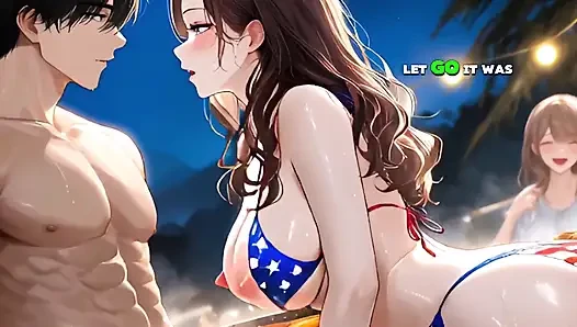 Stiefschwester feuerwerk-creampie, während alle draußen zuschauen - Ai Animation
