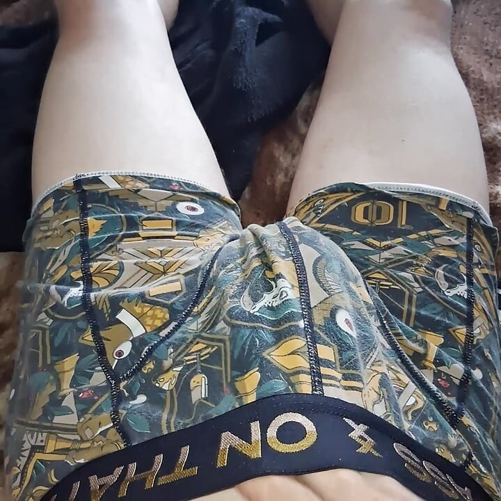 Teen boy lies alone in his bed with his stepsister's panties