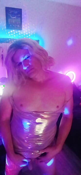 Sissy Molly Transgirlmolly731 - Gold Shiny Dress Dance & Dirty Talk