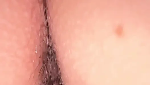 Zeitlupe doggystyle und creampie tropfende pOV-nahaufnahme, behaarte amateur-ehefrau