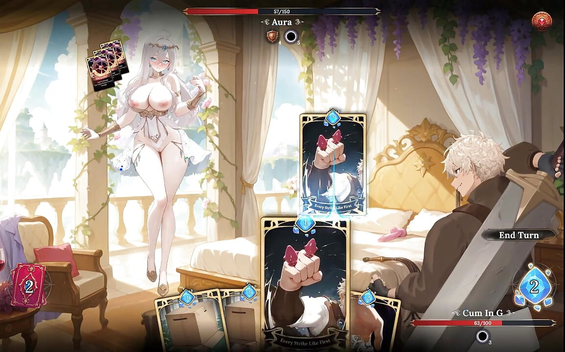 Aura 2 Lust of the Gods Hentai Game Ep.1 Stripping SEX battle with my GODDESS WIFE !