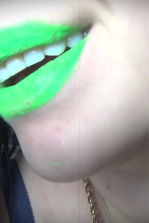Neon green lipstick slave worship