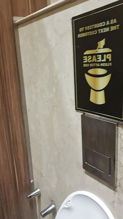 Nude Indian at Mall restroom pissing