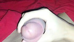 Masturbating big and thick shaved dick before going to sleep