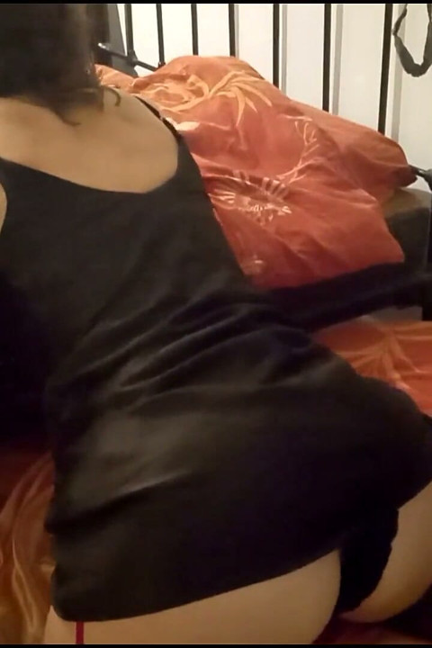 1560 (04) - French Slut, Satin Dress, Garter Belt, Panties, Stockings and Heels, Doggy