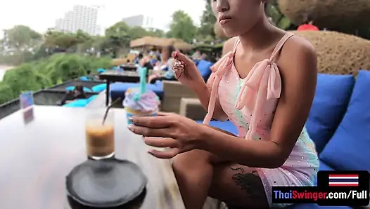 Thai Euro amateur couple public fun and horny sex at home in POV