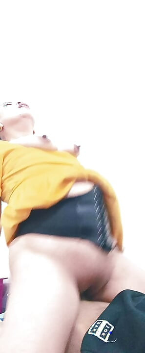 Busty MILF In Yellow Dressed Takes A Hot Riding Position With Her Husband's Friend