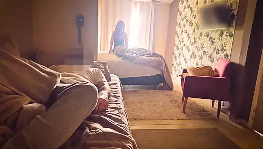 Hotwife Pays Debt with Blowjob to Husband's Friend on Sofa