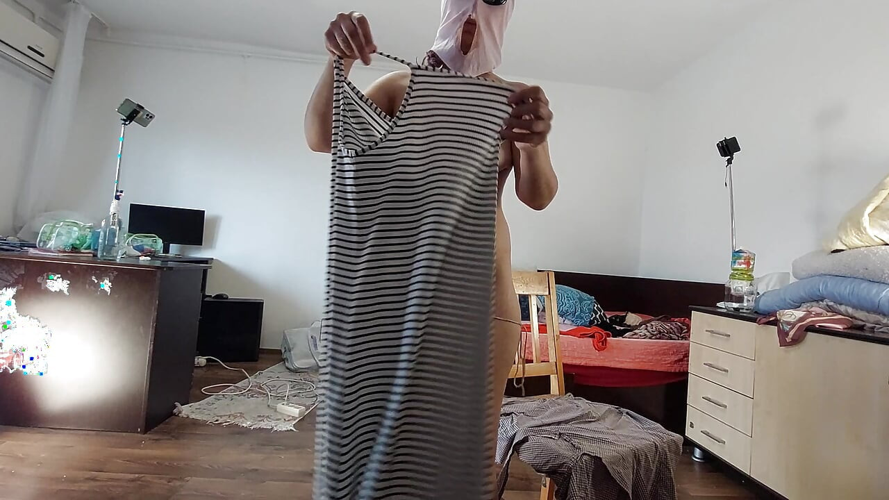 Sexy woman with hairy dances naked. Hairy brunette, big, big ass.