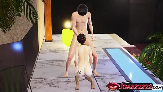 Sexy Kojuro Pool 3D Hentai - Sloppy Water Blowjob, Frenulum Lick, Glory Hole Cumshot