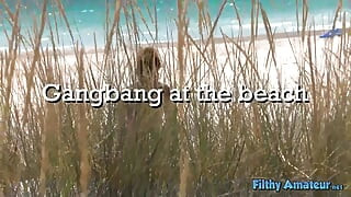 Gangbang at nudist beach with whore wife