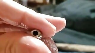 Éjaculation à travers un plug de pénis creux