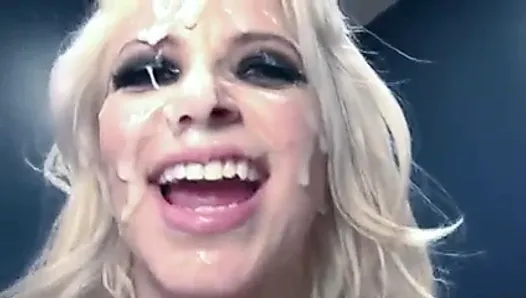 Nasty Blonde Gets Her Face Covered In Cum
