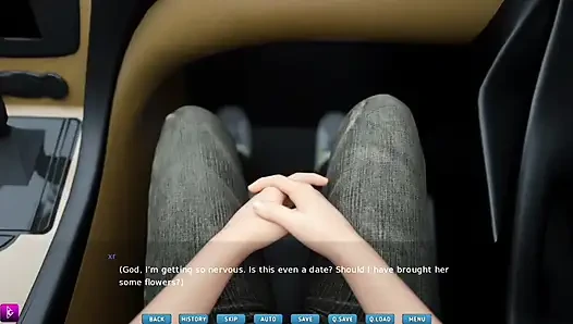 Sexy lady nimmt ihren schwarm auf ein erstes date und gibt ihm einen blowjob - gameplay