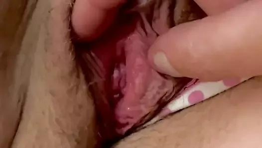 Poka Dot Panty Close Up American Milf with Wet Hairy Pussy Porn