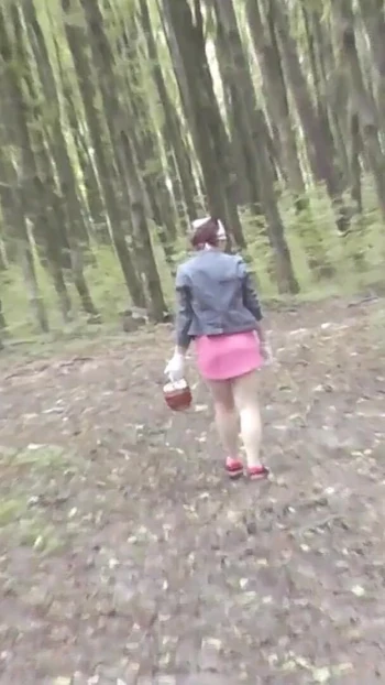 Powerful moment from "Mommy Milf walks without panties in the forest, picks mushrooms."