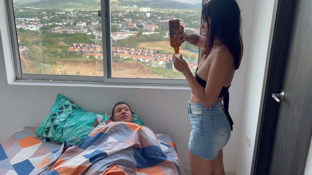My big stepbrother is sick and I give him the fuck of his life to heal him