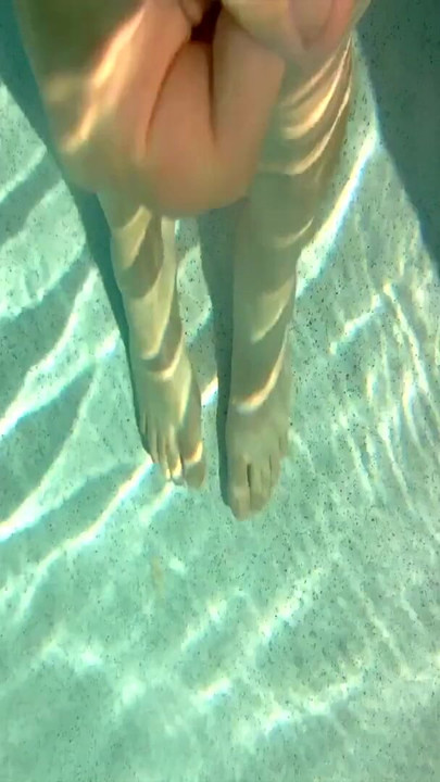 Powerful moment from "In the pool with my cock out and getting blown by the jets"