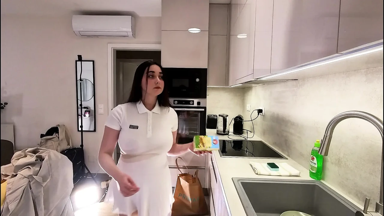 Big tits big ass all natural beautiful college girl in a see through white dress flashes her long legs and panties