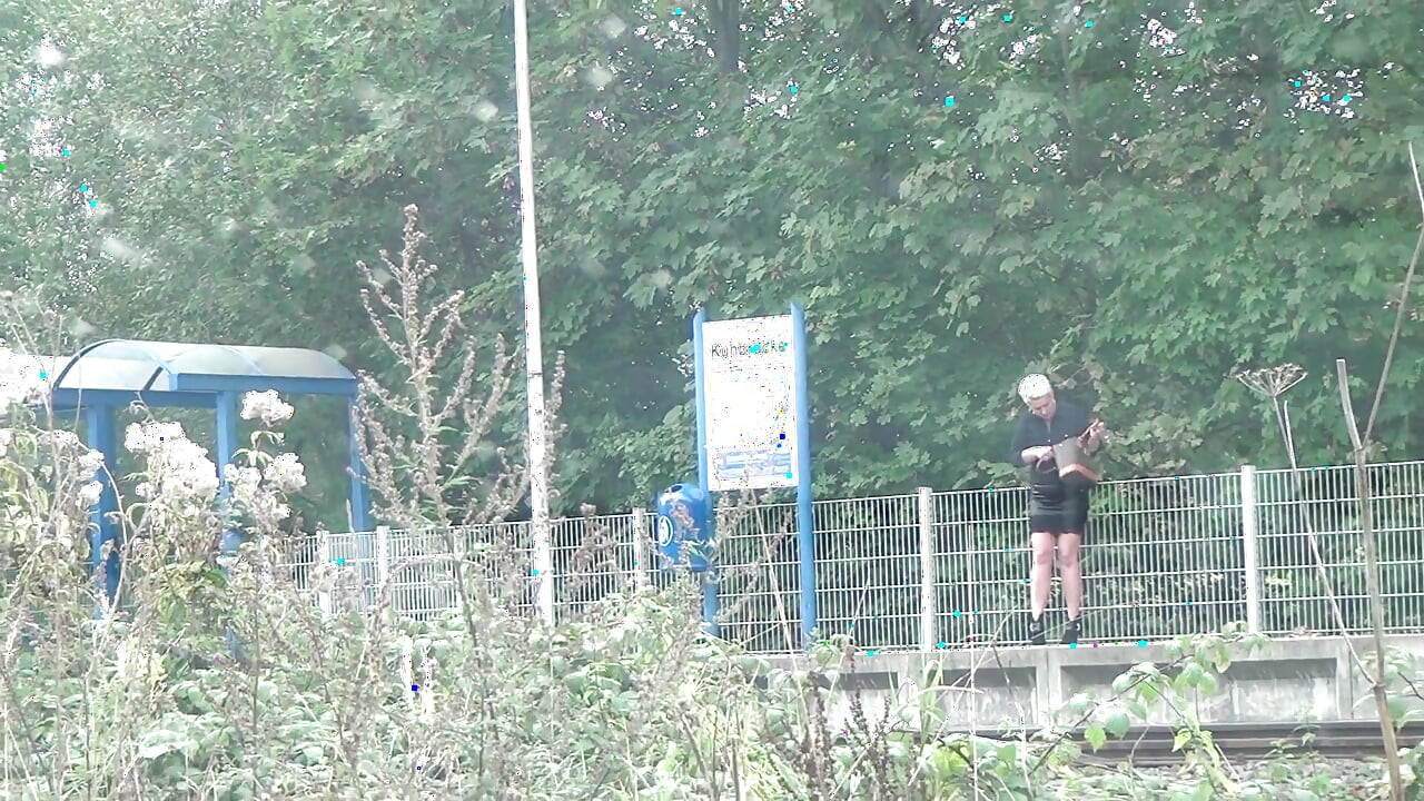 O blondă dolofană sexy agățată și futută anal în aer liber