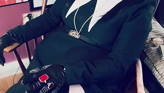 Wednesday Addams, Tina Snua,  Chain Smokes 2 Cigarettes In Satin Gloves - Smoking Smoker Drifts Snap Inhales OMI OME Tip To Tail