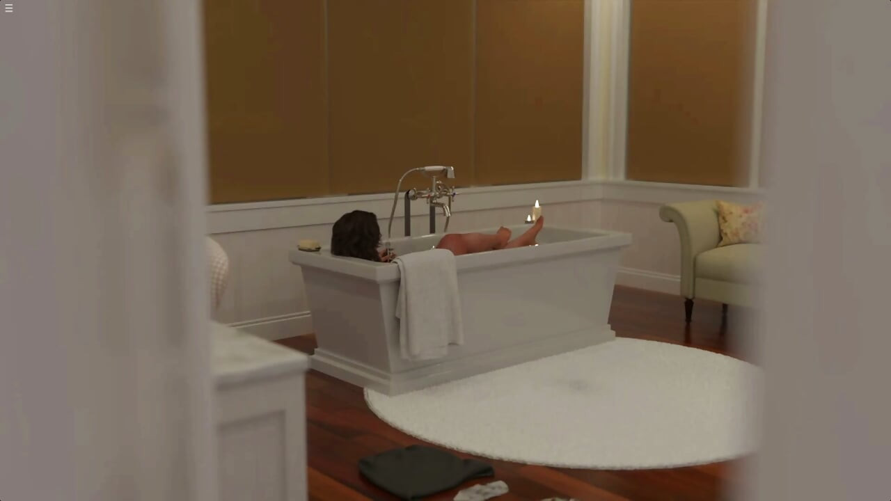 Stiefmutter von stiefsohn erwischt, nackt in der badewanne und gibt footjob