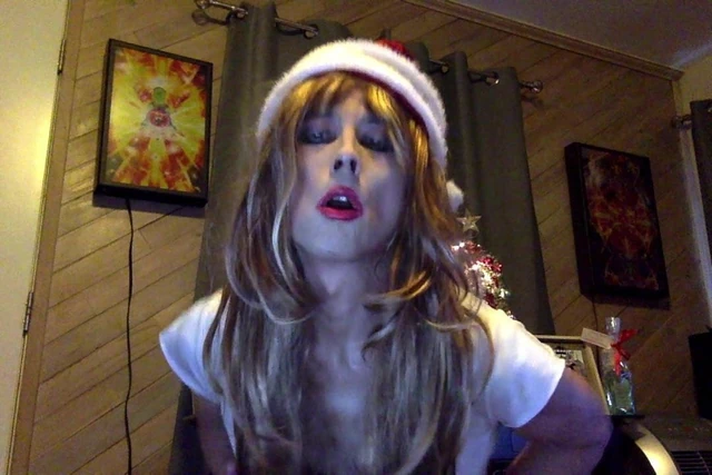 Sexy Tasha Santa Baby Christmas Blond Crossdresser Dancing
