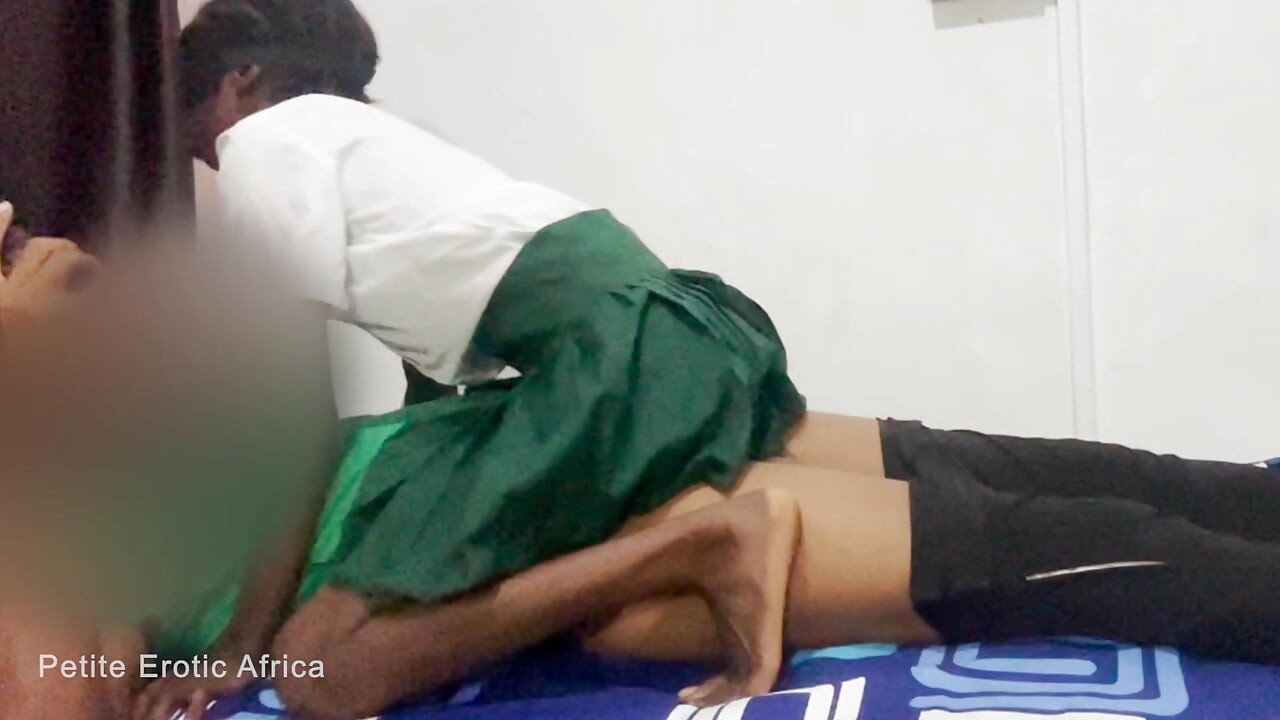 African Teen Bitch in Uniform. Fucks Cowgirl After School