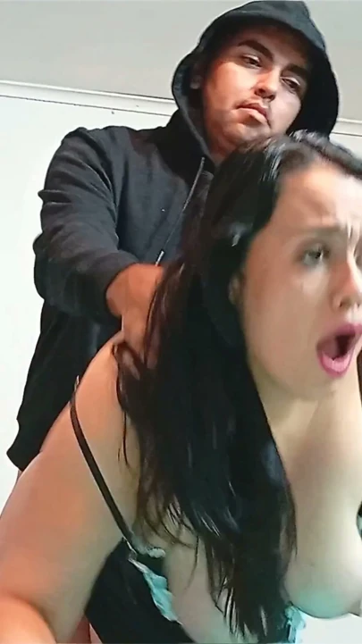 Stepson fucks his hot stepmom doggy style standing - Natural tits bouncing | Clip 1