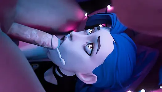 Sahniger gesichtsfick mit blauhaarigem mädchen!