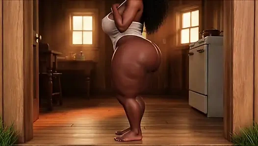 Sinnlicher natürlicher intimer alltag einer wunderschönen kurvigen schwarzen bauernfrau, friedliches ländliches landleben