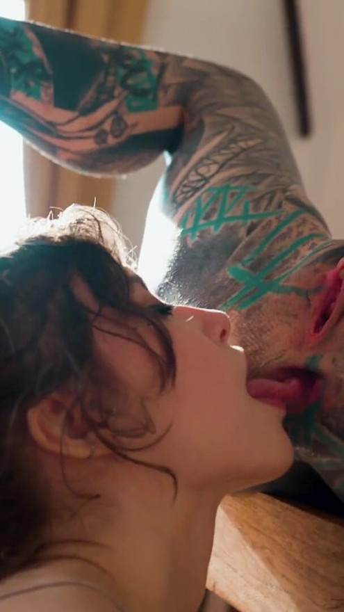 Goth Tattooed Lesbian's Anal Dildo Stretch | Clip 1