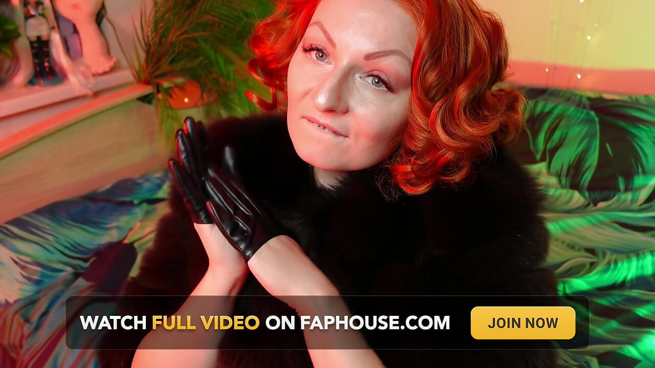 Sexy pin up Arya doing ASMR sounds with short leather gloves