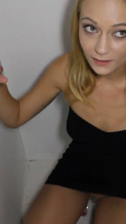 Glory Hole Tiny Tits Blonde Beauty Sucking Dicks | Clip 1