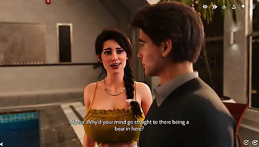 Поздняя ночь подчистки с Alyssia приводит к частному свиданию у бассейна (3D геймплей)