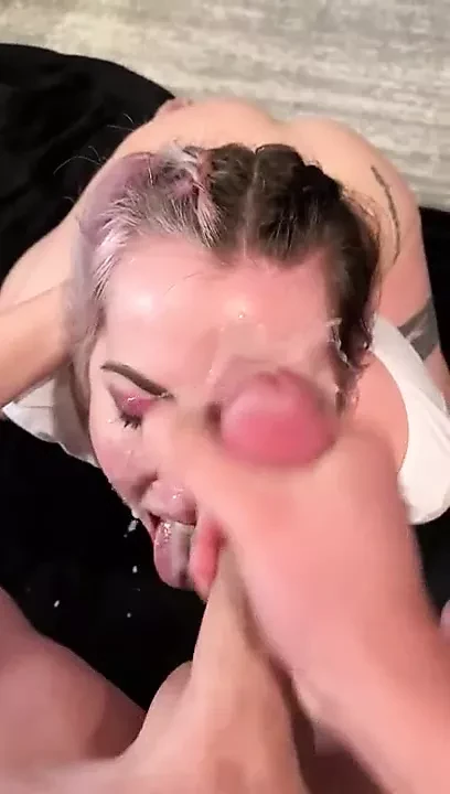 sexy bitch takes a load to the face