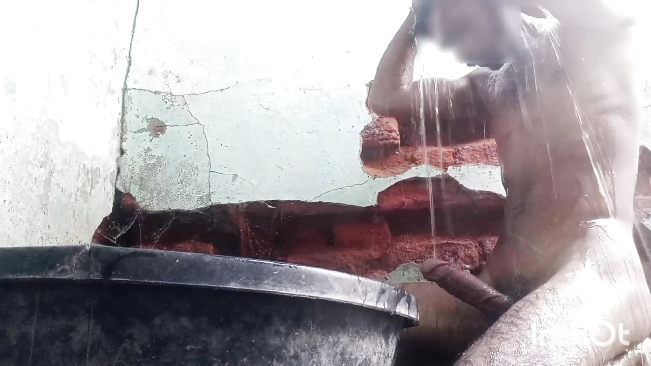 Desi Indian boy is taking a bath naked