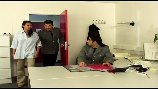 Hot Asian gets her horny pussy drilled by boss's massive dick