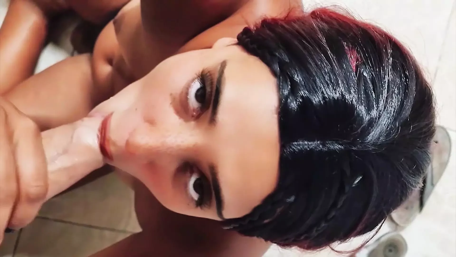 sloppy blowjob from a freckled redhead