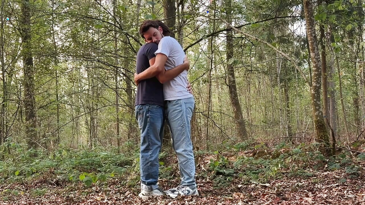 Couple making gay love in public outdoors - rimming & blowjob!