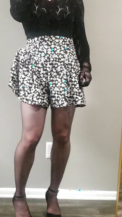Cute transgirl teasing her caged cock and booty
